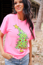 Load image into Gallery viewer, Who Christmas Tree  | Neon Pink | Short Sleeve Tee
