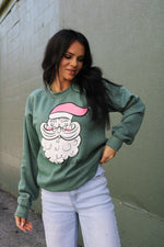 Load image into Gallery viewer, Vintage Santa | Heather Dark Green | Sweatshirt
