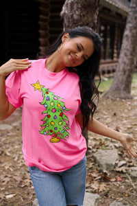 Who Christmas Tree  | Neon Pink | Short Sleeve Tee