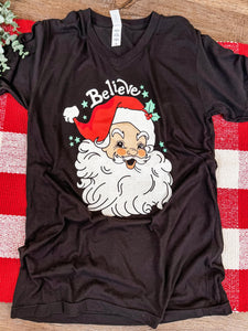 Believe Santa | Black | Short Sleeve