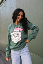 Load image into Gallery viewer, Vintage Santa | Heather Dark Green | Sweatshirt
