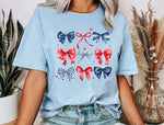 Load image into Gallery viewer, Red White &amp; Bows | Light Blue | Short Sleeve
